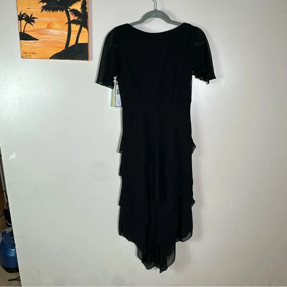 Patra Black Midi Dress with Rhinestone Details